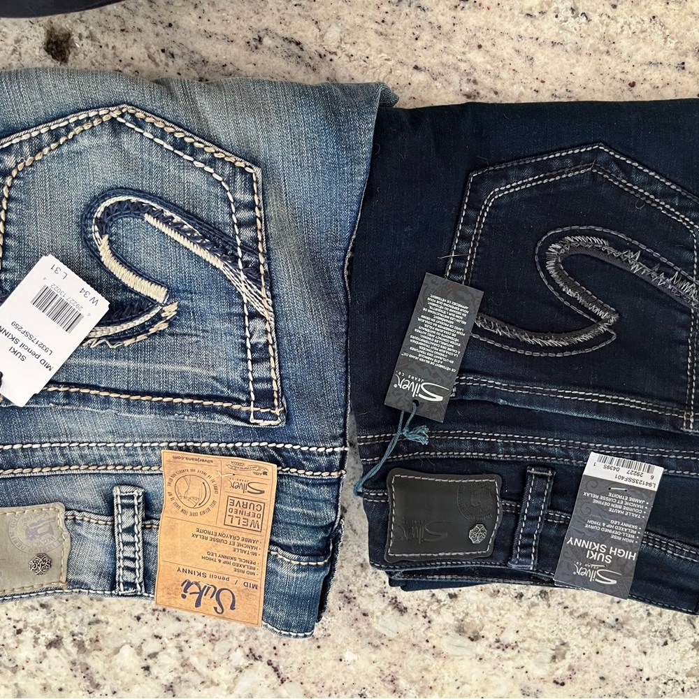 Silver Jeans Women's Skinny Jeans - Light Blue and Dark Blue